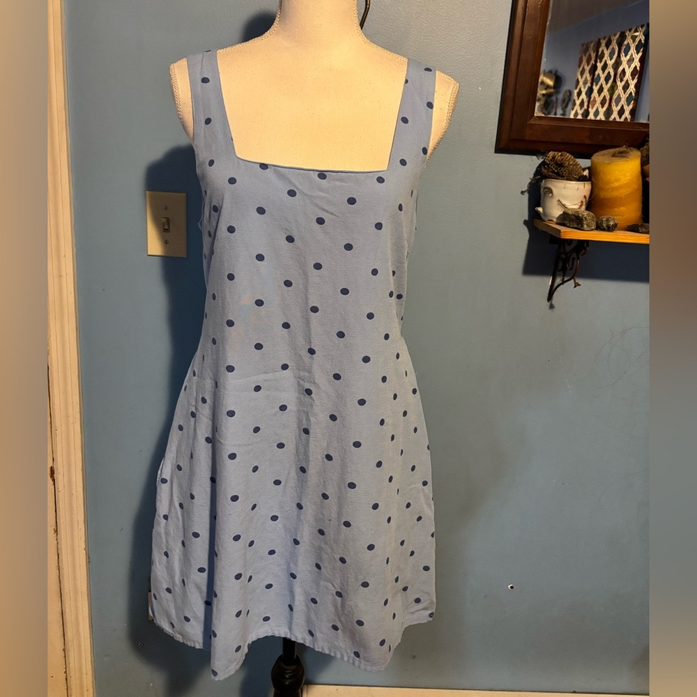 Japna, Linen Blend, Polka Dotted, Dress